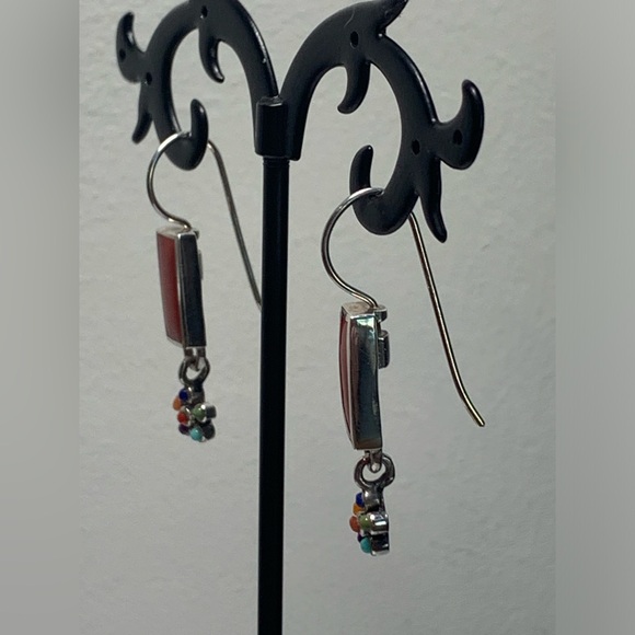 Silpada Vintage Sterling Silver Spiney Oyster Multi-Stone Flower Dangle Earrings - Picture 3 of 14